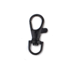 Small black metal snap hook swivel for lanyards