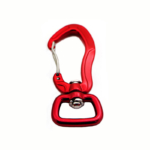 Red climbing rope dog leash carabiner with eyelet
