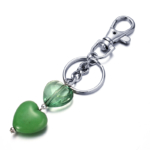 Personalised split green love heart shaped key ring