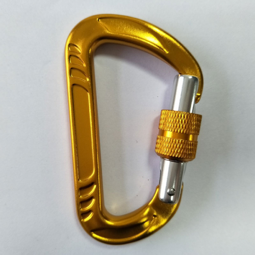 aluminium d shape carabiner with lock