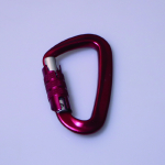 Red aircraft grade aluminum double carabiner for tree climbing