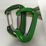 camping karabiner clips - green aluminum wiregate carabiner