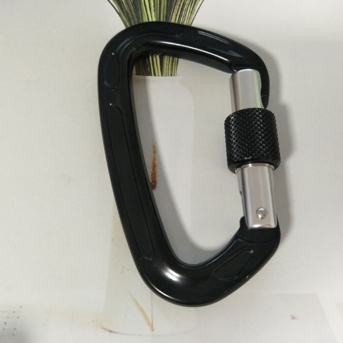 black carabiner with screw