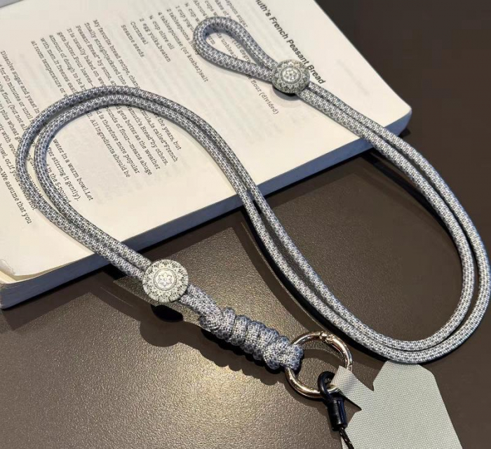 Silver  gray Braided Phone Lanyard